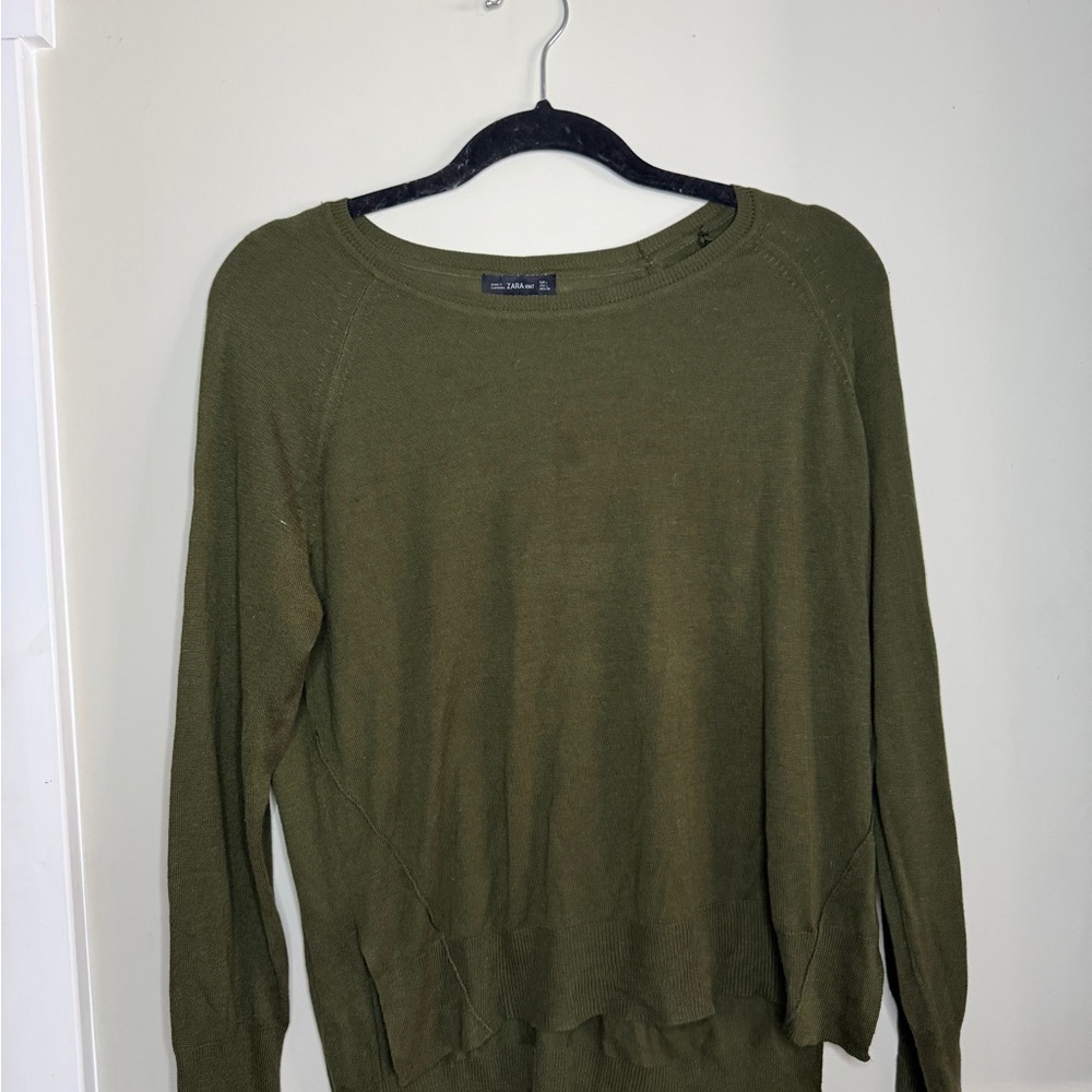 Zara Forest Green Crew Neck Sweater